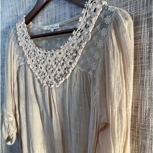 Gauzy lacy bohemian style flowy top